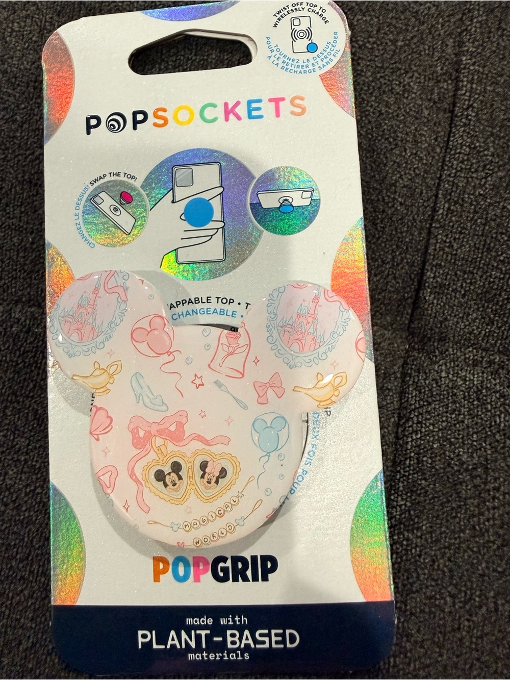 PopSockets POPGRIP Mickey Ear Shaped Phone Grip with Disney icons - Pastel Pink